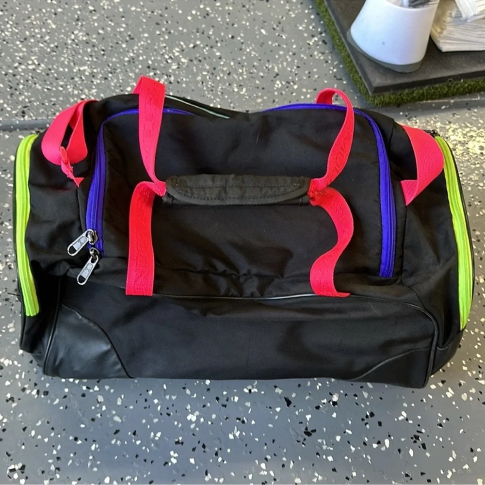 Under Armour Black Duffel Bag with Pink and Blue Accents - Picture 3 of 3